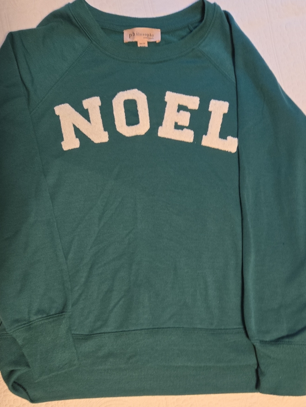 Philosophy Green crewneck swearshirt with white NOEL lettering - Super Soft